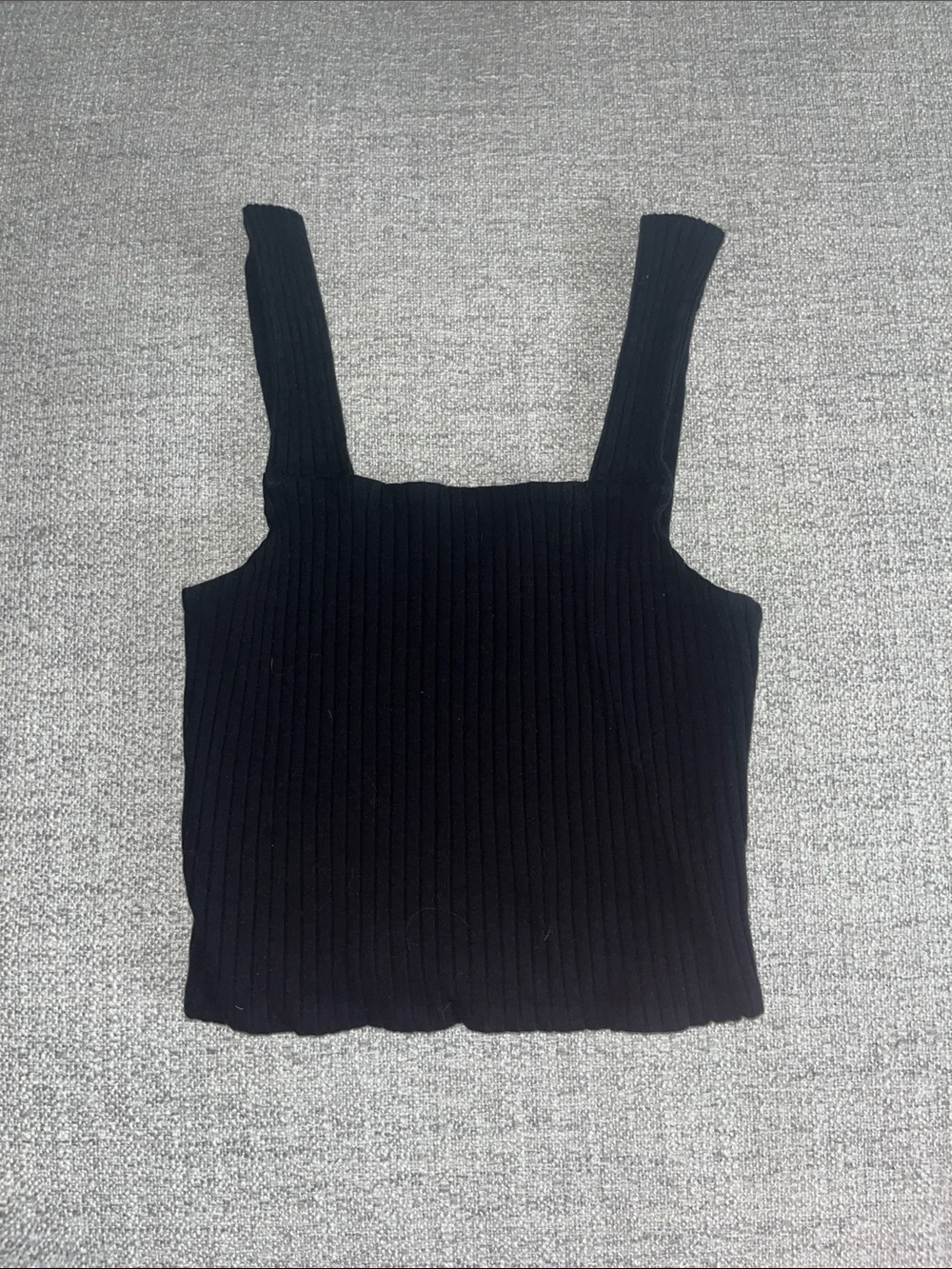 American Eagle Outfitters Black Ribbed Square-Neck Tank
